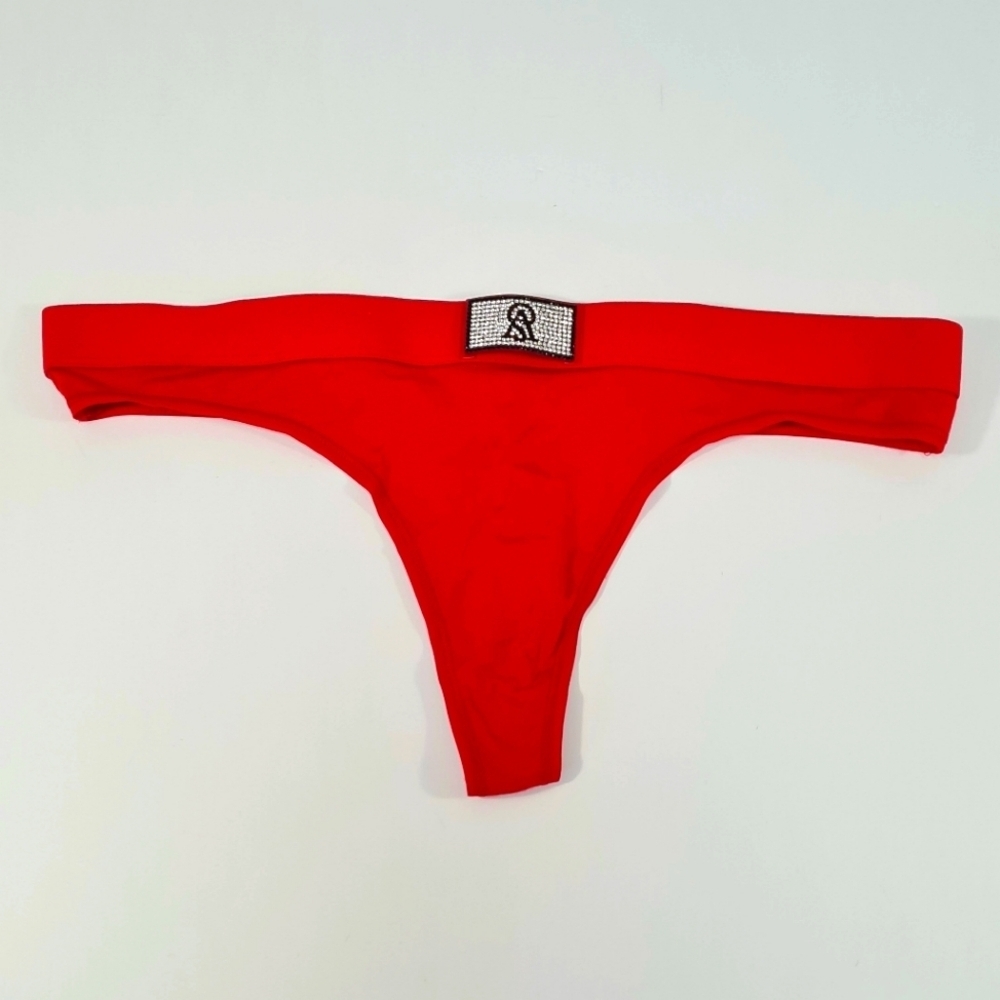 Victoria's Secret Red Shine Patch Cotton Thong Panty Size L